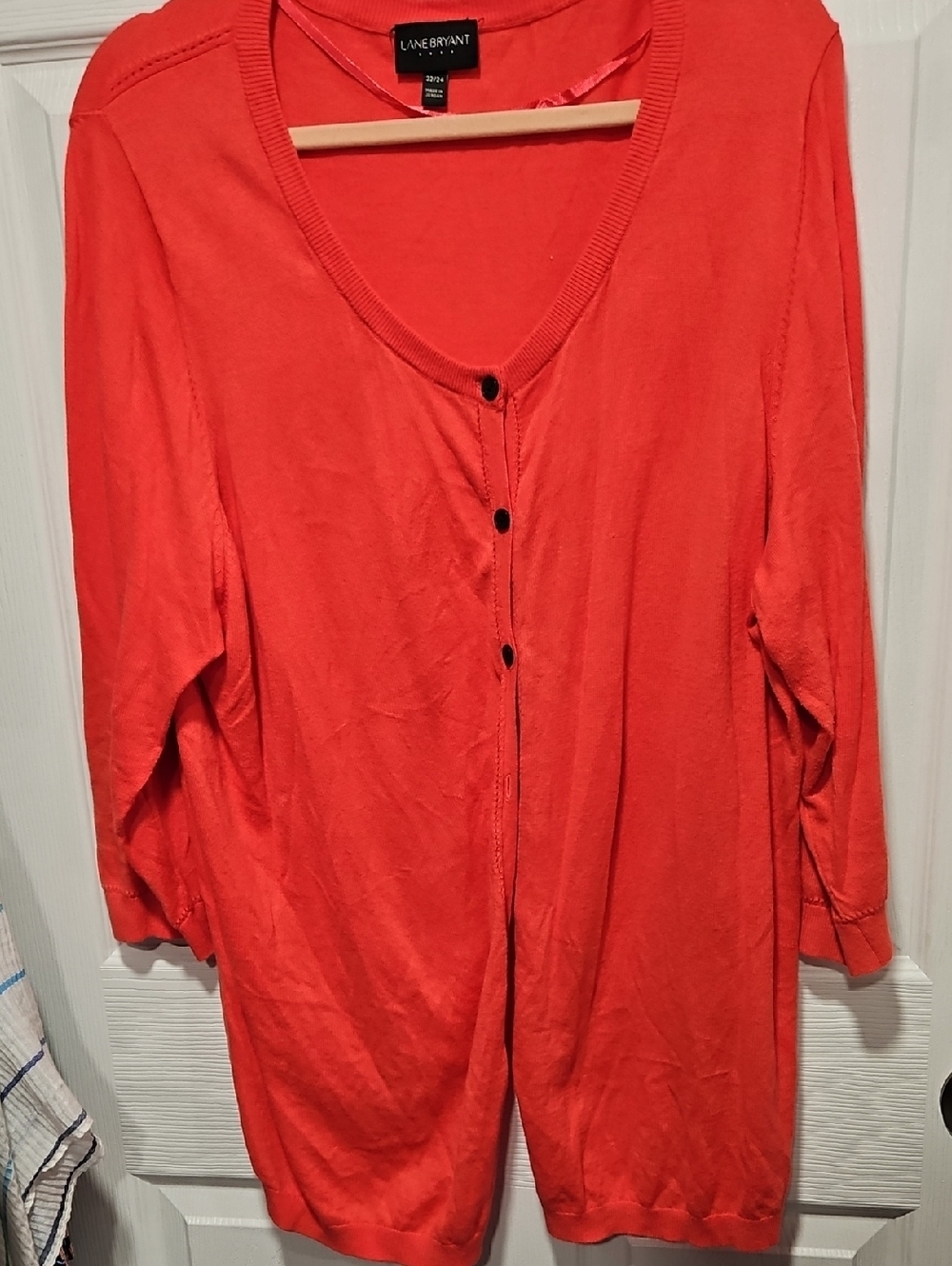 Lane Bryant Bright Coral Button-Front Cardigan